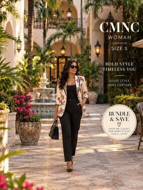 CMNC Woman Floral Print Blazer Jacket Size S Colorful Statement Career Resort